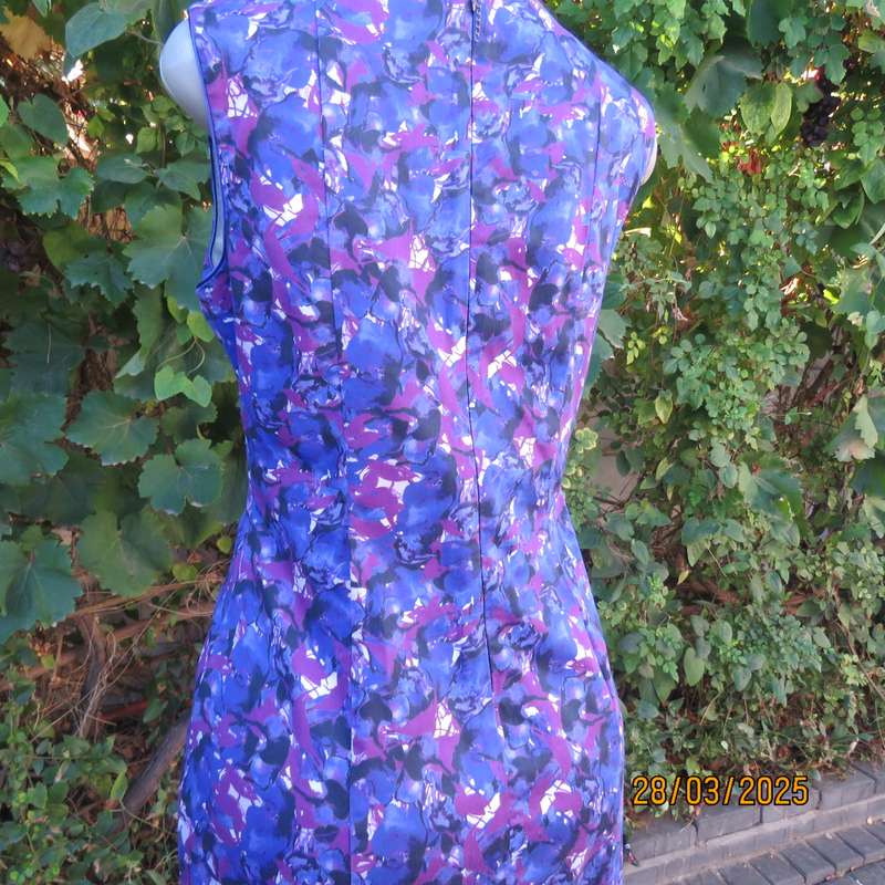 BASQUE blue-purple cotton stretch empire style dress. Lined. Size 36. As new