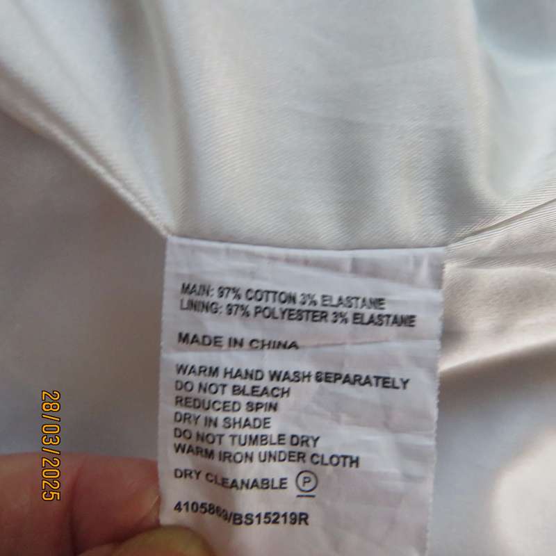 BASQUE blue-purple cotton stretch empire style dress. Lined. Size 36. As new