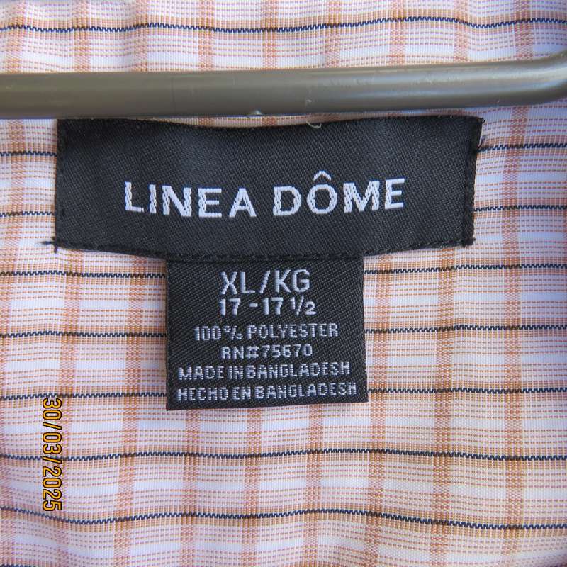 LINEA DOME size XL short sleeve soft check men's shirt. Thick polyester.