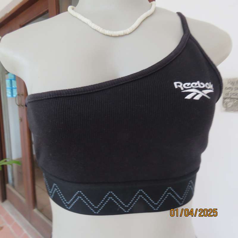 REEBOK black stretch sport top size 30-32. One shoulder strap. As new