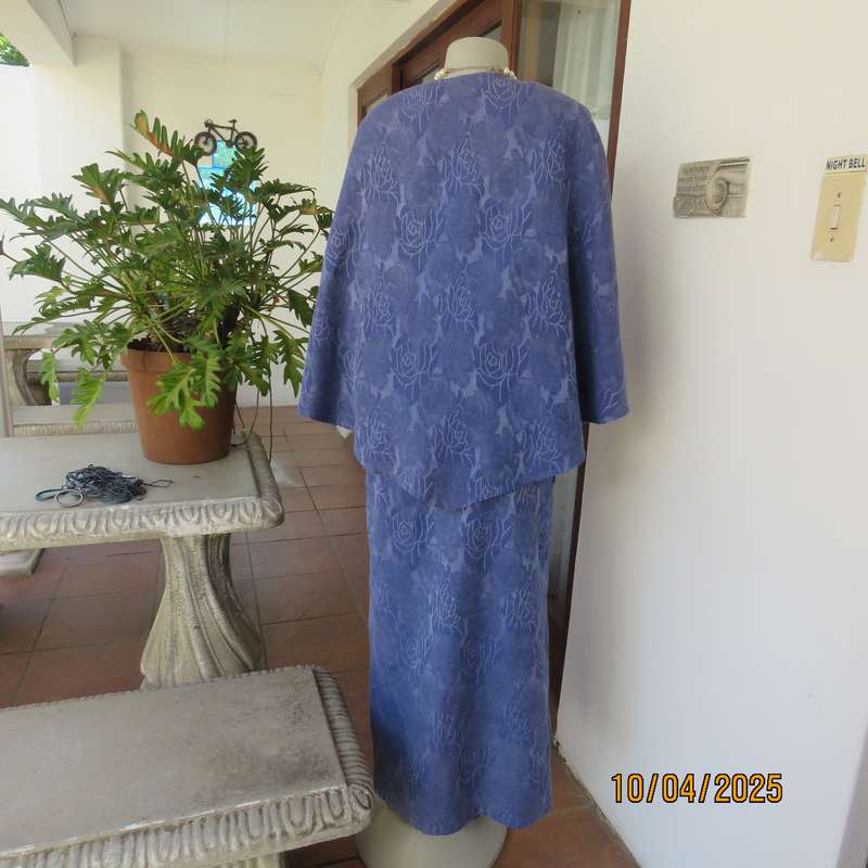 Boutique made steel blue 2 piece ankle length skirt and cloak size 36.