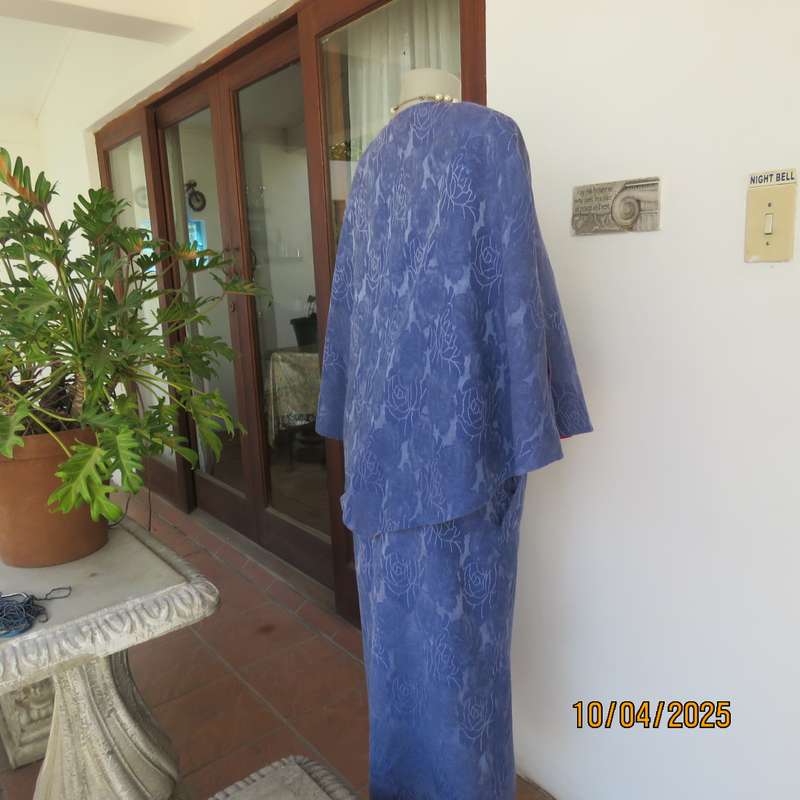 Boutique made steel blue 2 piece ankle length skirt and cloak size 36.