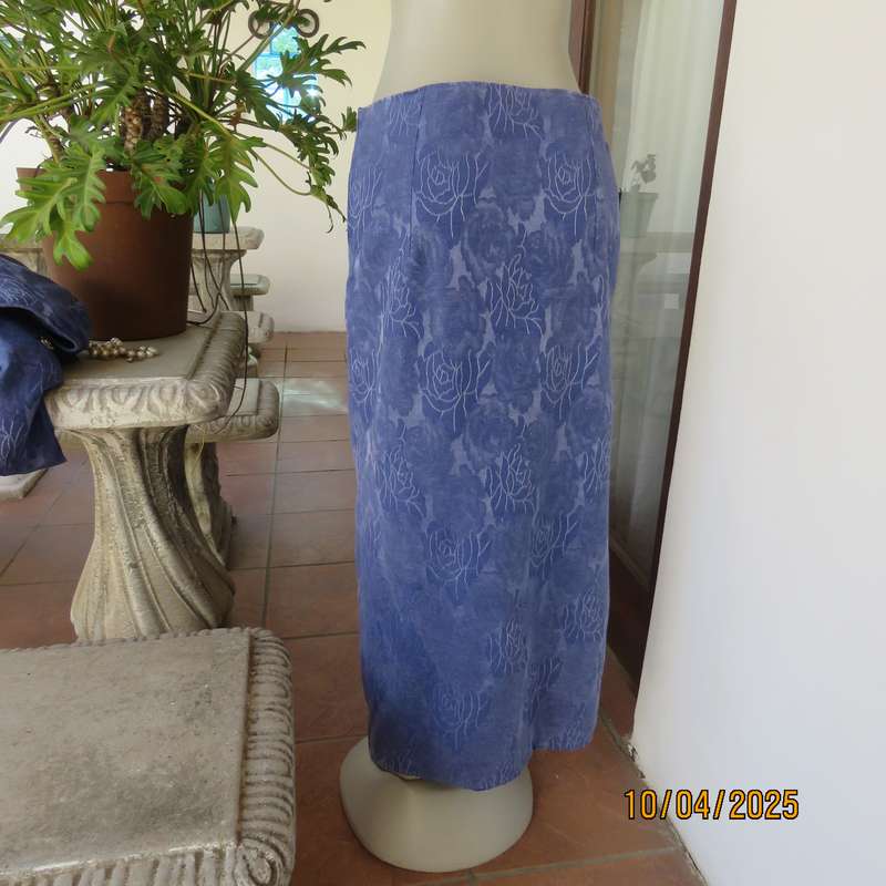 Boutique made steel blue 2 piece ankle length skirt and cloak size 36.