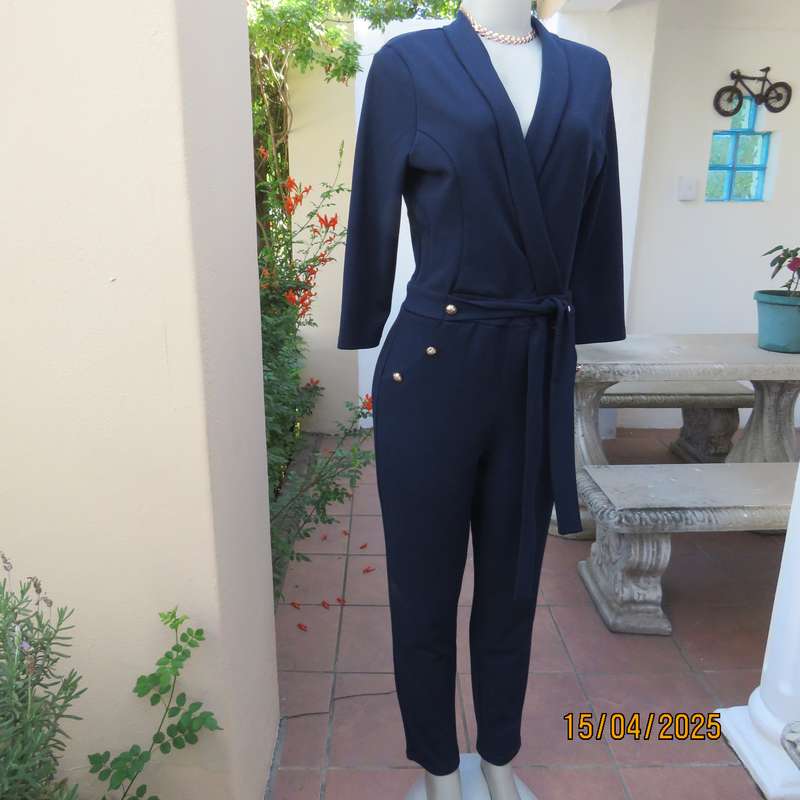 SISSY BOY smart navy jumpsuit in stretch polyester. Size 36. Zip at back. AS new
