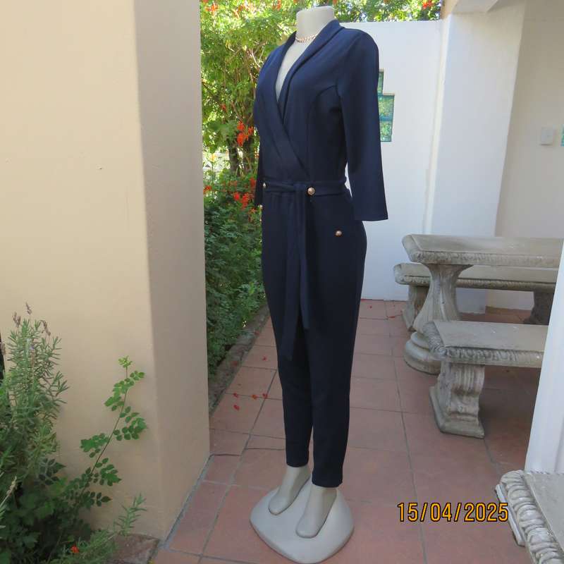 SISSY BOY smart navy jumpsuit in stretch polyester. Size 36. Zip at back. AS new