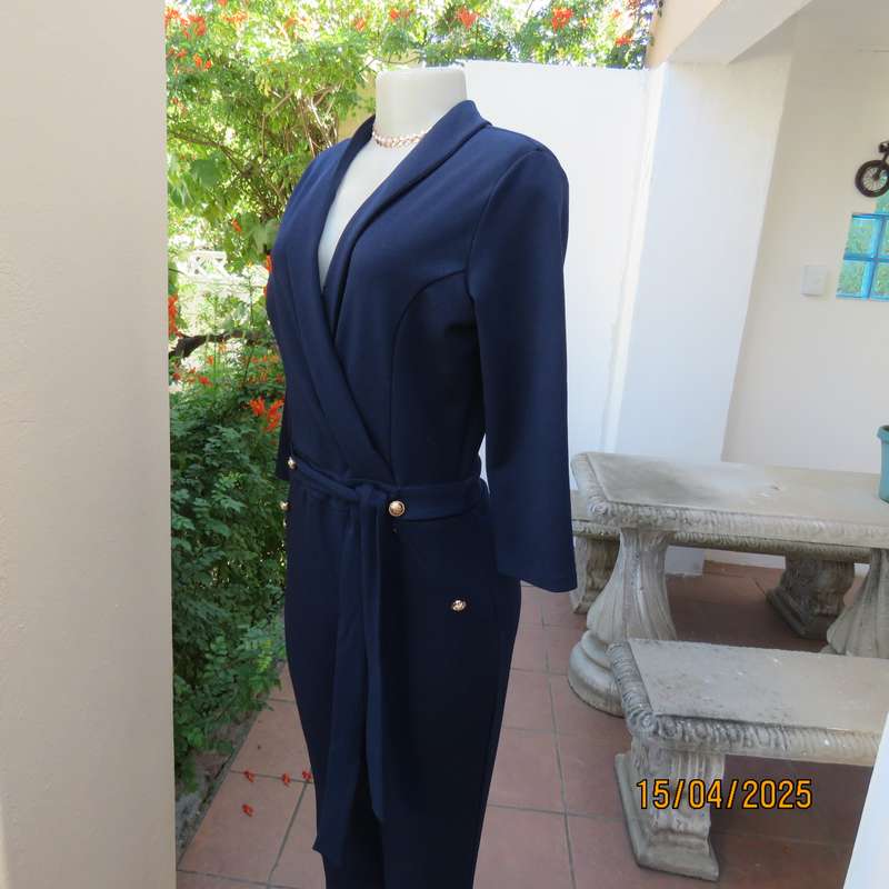 SISSY BOY smart navy jumpsuit in stretch polyester. Size 36. Zip at back. AS new