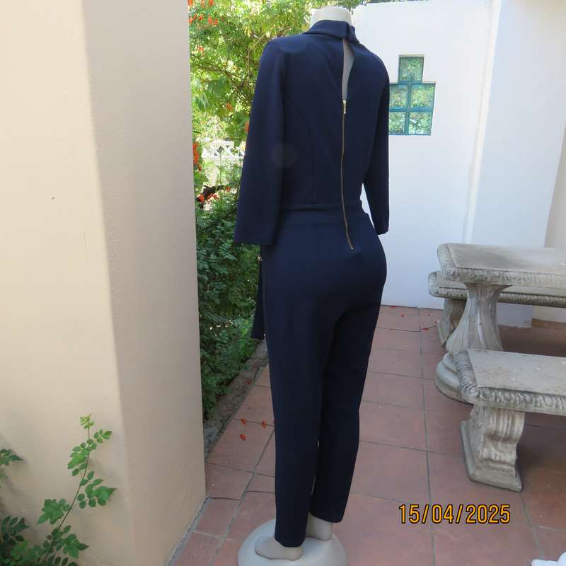 SISSY BOY smart navy jumpsuit in stretch polyester. Size 36. Zip at back. AS new