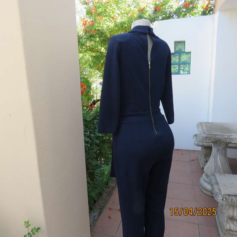 SISSY BOY smart navy jumpsuit in stretch polyester. Size 36. Zip at back. AS new