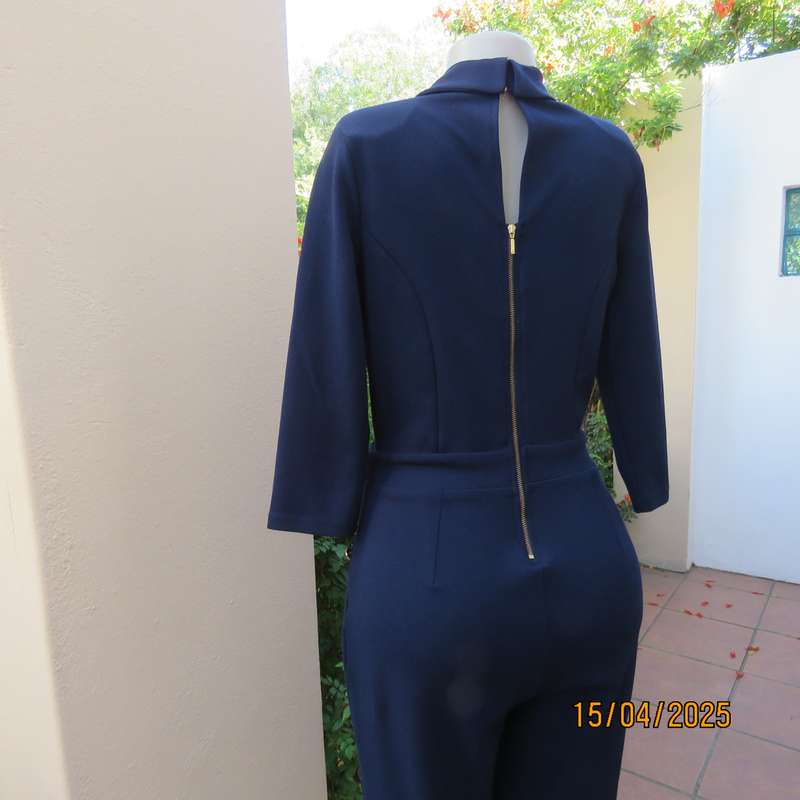 SISSY BOY smart navy jumpsuit in stretch polyester. Size 36. Zip at back. AS new