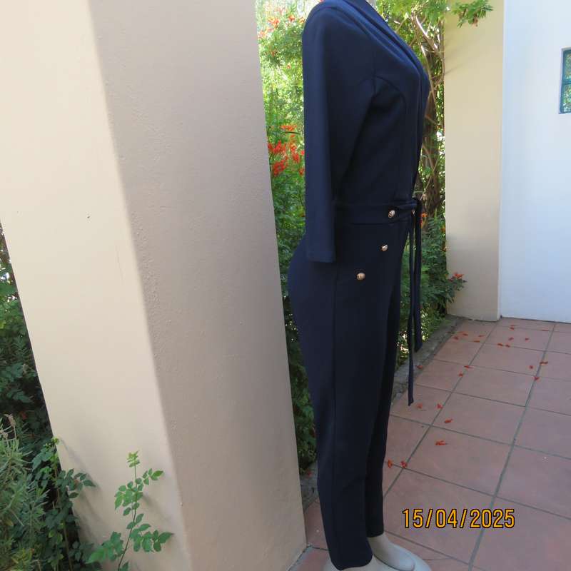 SISSY BOY smart navy jumpsuit in stretch polyester. Size 36. Zip at back. AS new