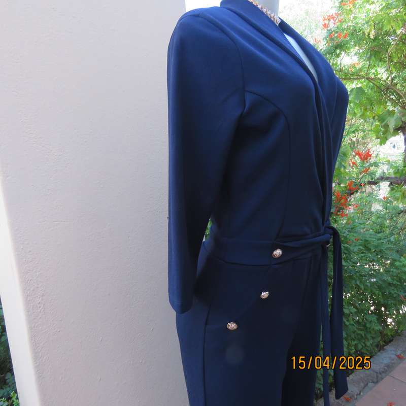 SISSY BOY smart navy jumpsuit in stretch polyester. Size 36. Zip at back. AS new