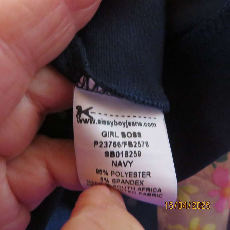 SISSY BOY smart navy jumpsuit in stretch polyester. Size 36. Zip at back. AS new