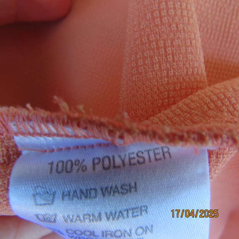 MILADY'S apricot colour textured polyester short sleeve top size 40. As new