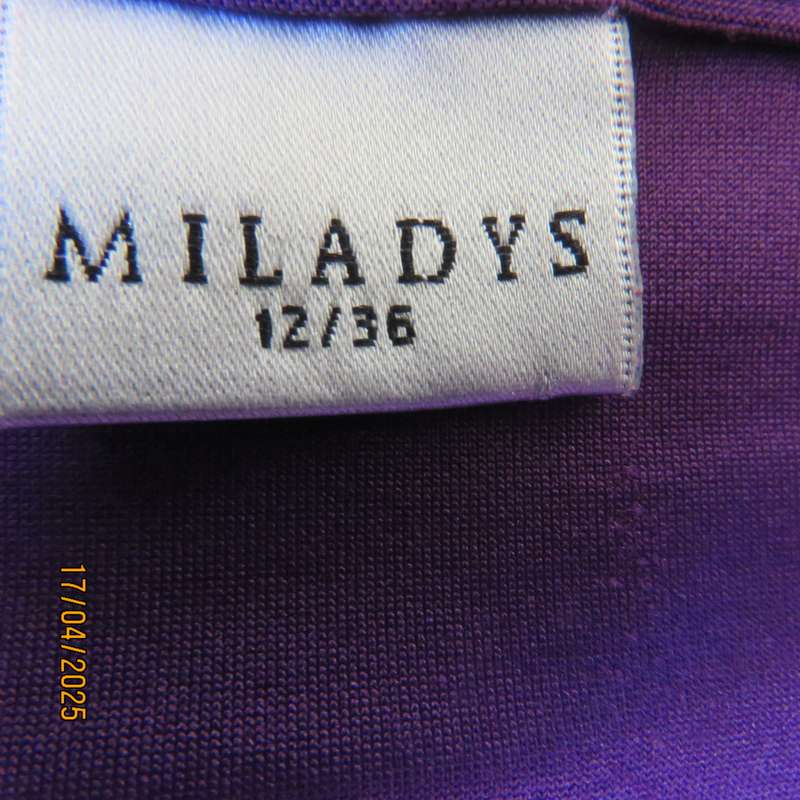 MILADY'S purple long sleeves stretch polyester size 40 top. Rushed front.