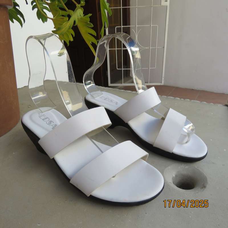 EDSA white double strap slide sandals size 7 from Phillipines.