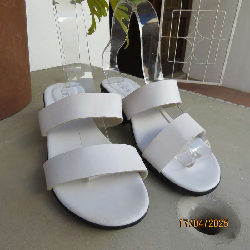 EDSA white double strap slide sandals size 7 from Phillipines.