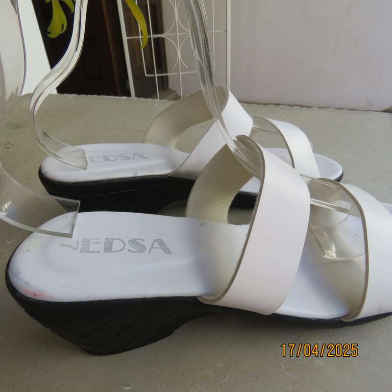 EDSA white double strap slide sandals size 7 from Phillipines.