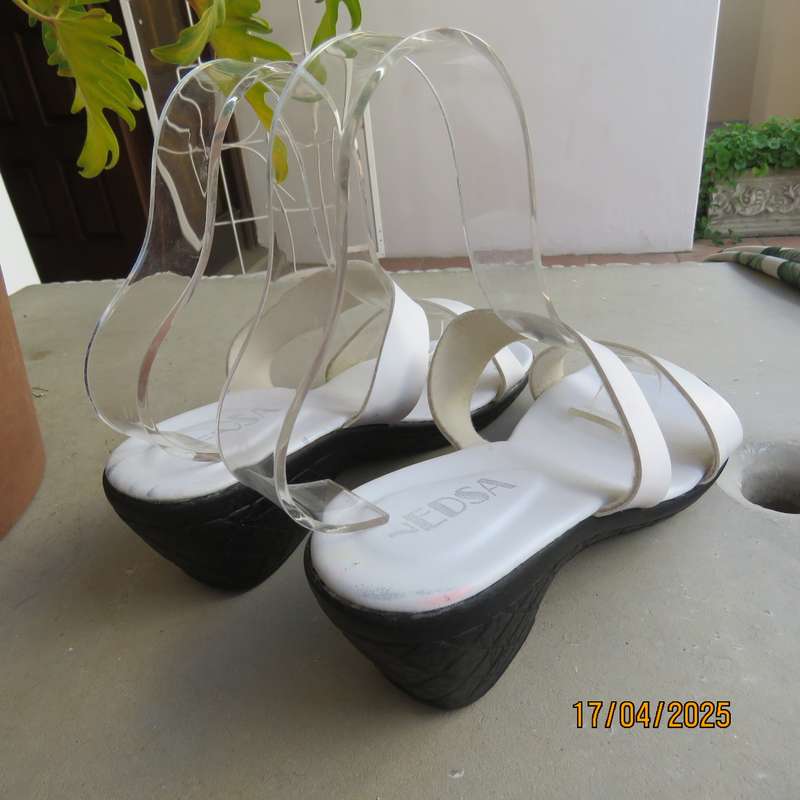 EDSA white double strap slide sandals size 7 from Phillipines.