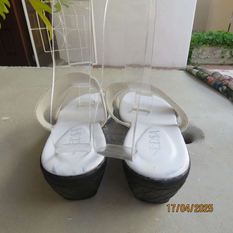 EDSA white double strap slide sandals size 7 from Phillipines.