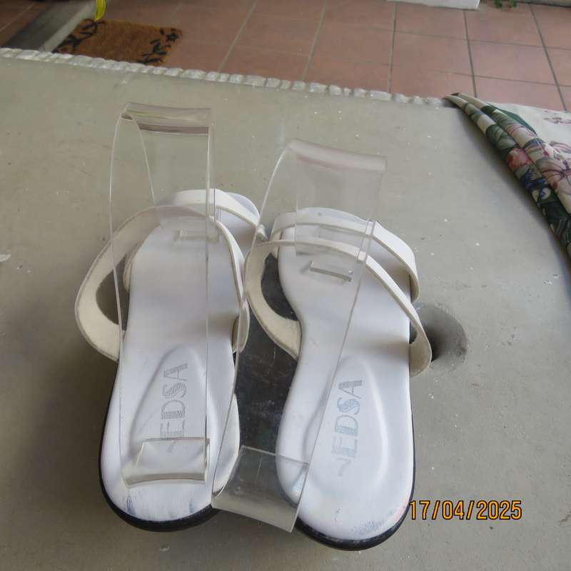 EDSA white double strap slide sandals size 7 from Phillipines.