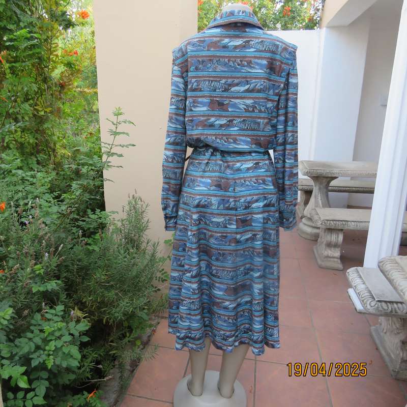 RUTH REED long sleeve textured stretch polycotton vintage ankle length dress. Size 42.