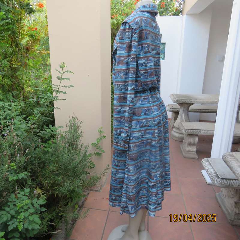 RUTH REED long sleeve textured stretch polycotton vintage ankle length dress. Size 42.