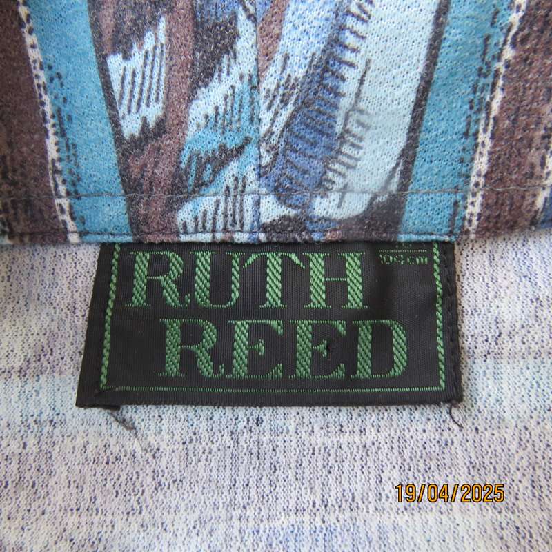 RUTH REED long sleeve textured stretch polycotton vintage ankle length dress. Size 42.