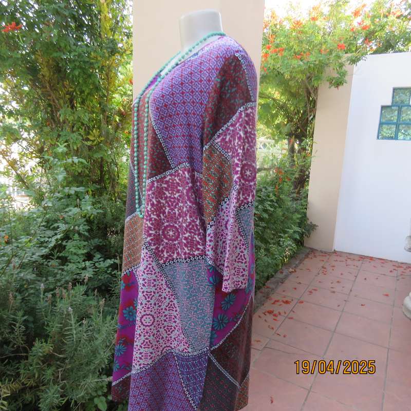 DAVID JONES patchwork pattern straight hanging dress calf length. Size 40