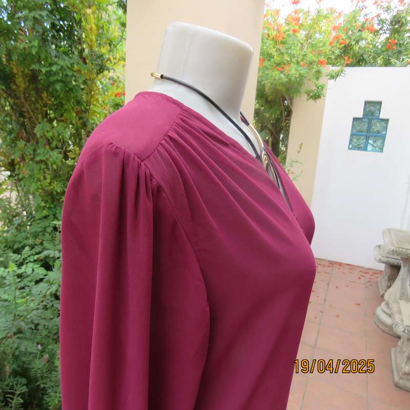 KELSO rosewood colour long sleeve sheer polyester slip over top size 36.