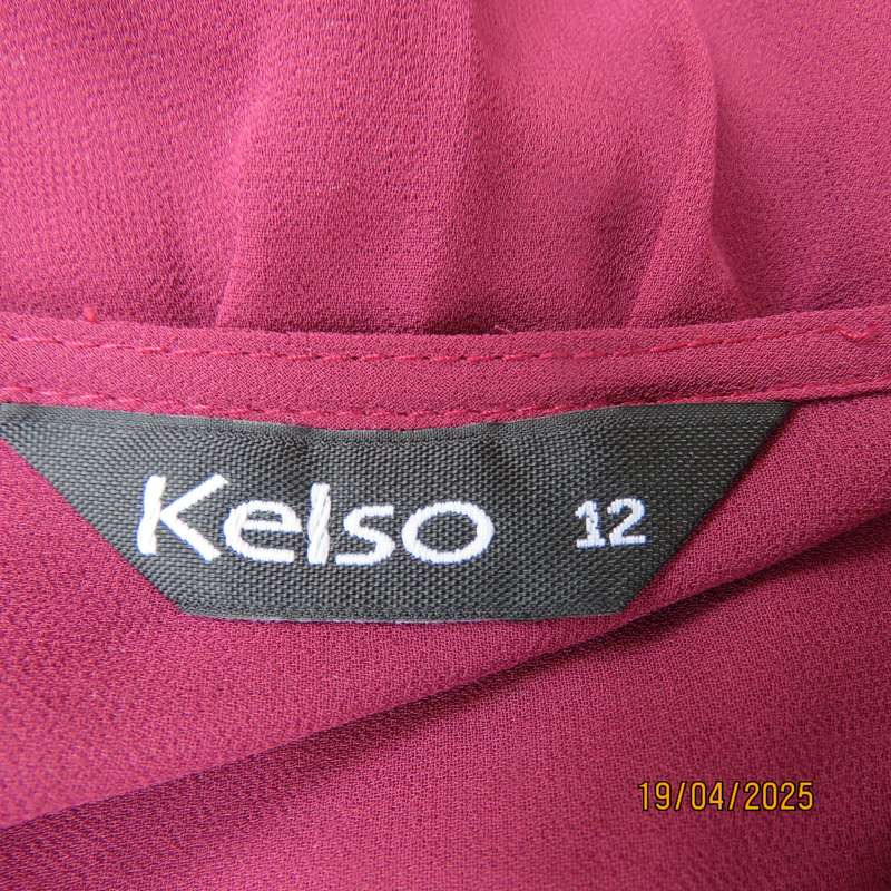 KELSO rosewood colour long sleeve sheer polyester slip over top size 36.