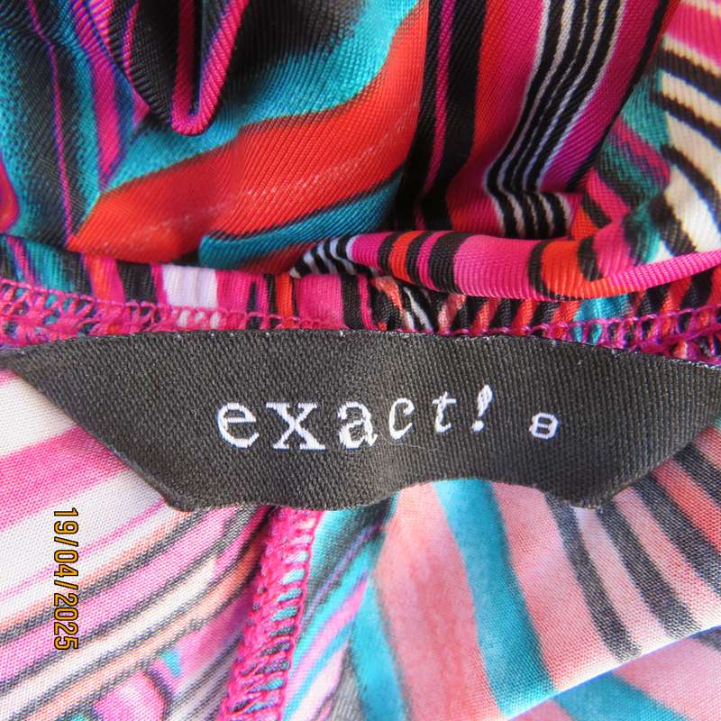 EXACT maxi halter neck colourful stretch polyester dress in geometric stripes. Size 32