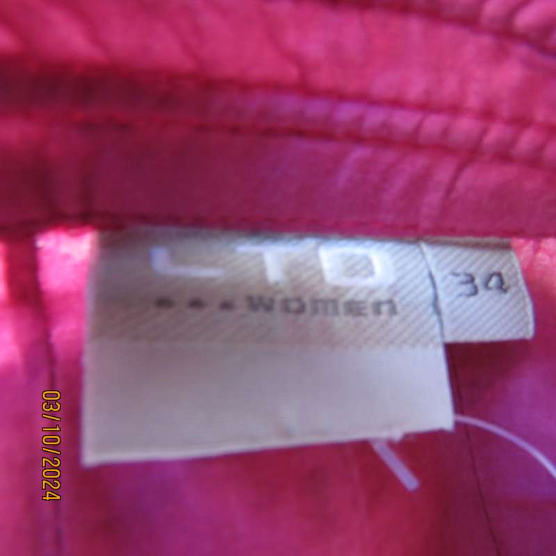 High quality Magenta pink lace front top with small frilled sleeves.Size 34/10 by `LTD WOMAN`.
