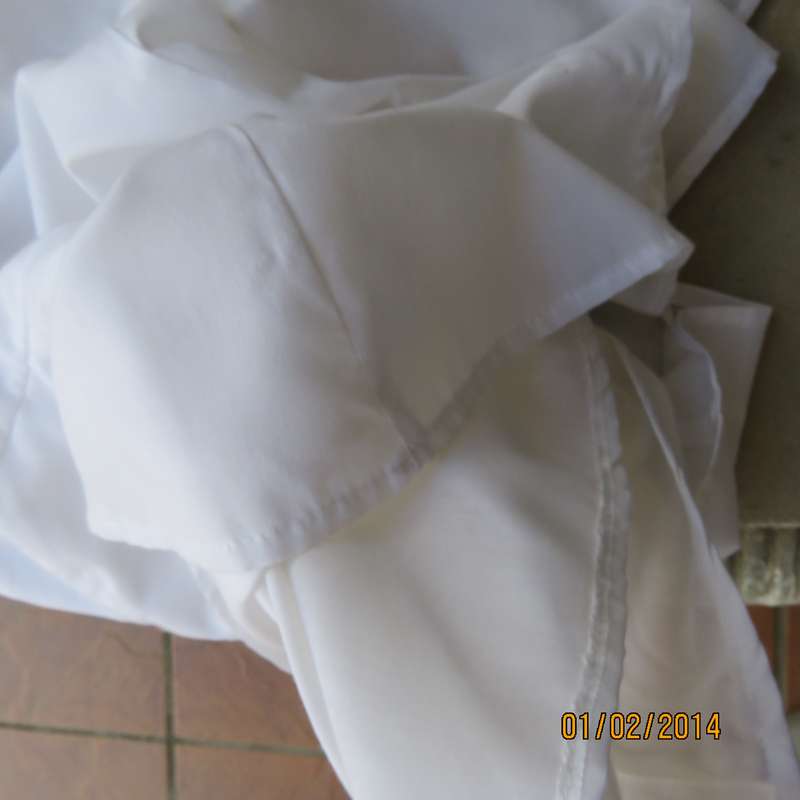 As new white gored skirt with wide yoked waistband.Zip at size. Size 36 by IMAGE.2Layers polycotton.