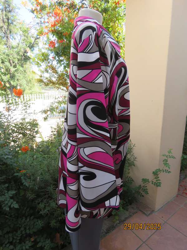 DONATELLA long sleeve pink-black-white-grey geometric printed polyester size 48 top