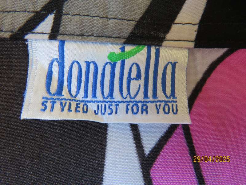 DONATELLA long sleeve pink-black-white-grey geometric printed polyester size 48 top
