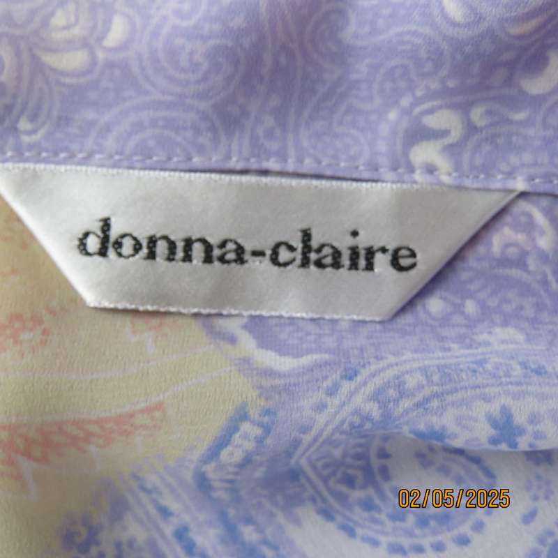 DONNA CLAIRE lilac and peach colour blocked bohemian print size 42 short sleeve top