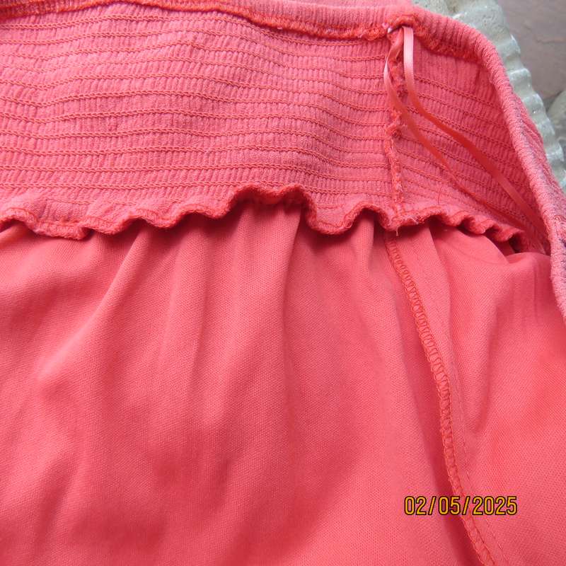 Crimson colour wide paneled poly-rayon fully lined maxi skirt size 46.