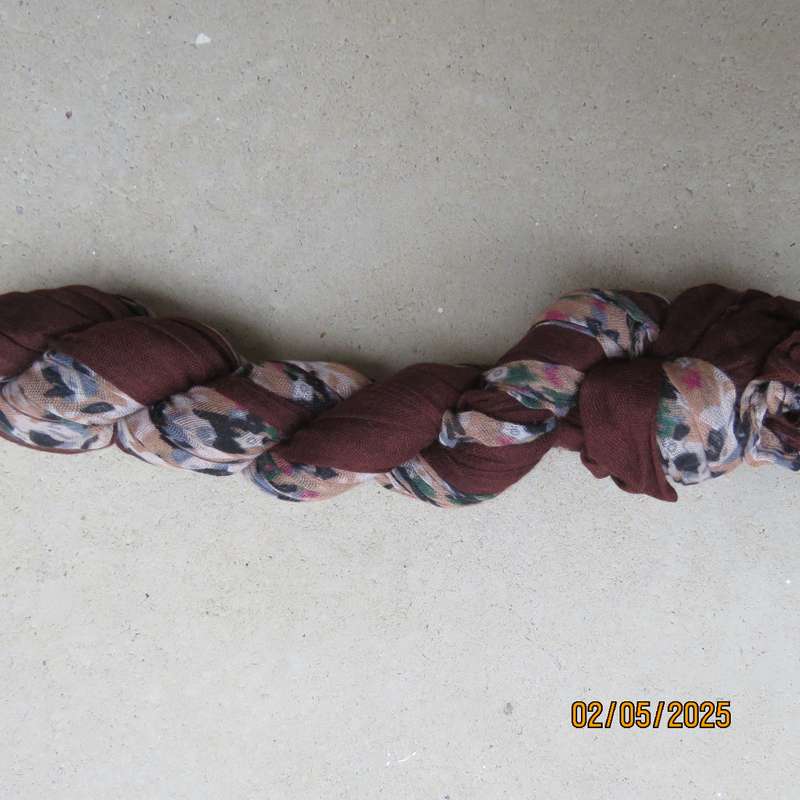 GIFT OF NATURE creased polycotton brown-beige with tiny blue flowers 180cm x  92cm scarf.
