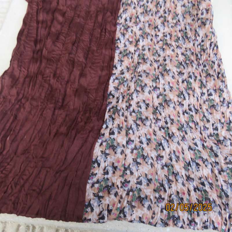 GIFT OF NATURE creased polycotton brown-beige with tiny blue flowers 180cm x  92cm scarf.