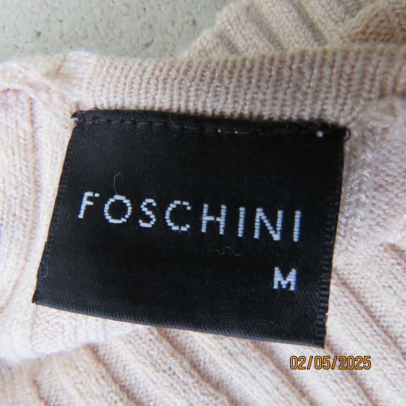 FOSHINI granola beige viscose-nylon blend stretch knitted long sleeve cardigan. Size 36.