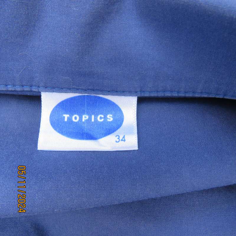 TOPICS stretch cotton tailored cobalt blue top size 34.Hidden button down.Shirt collar.Elbow sleeves
