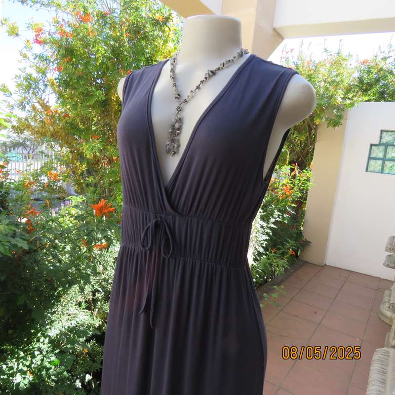 LIFESTYLE dark slate grey maxi dress in viscose stretch. Double elasticated waist. Size 34-36