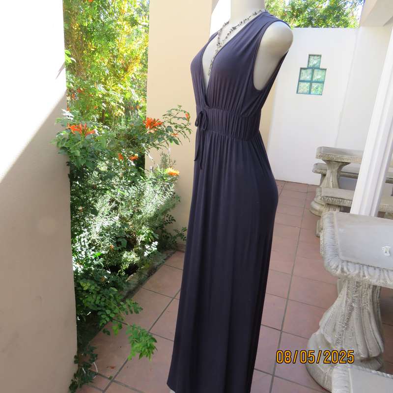 LIFESTYLE dark slate grey maxi dress in viscose stretch. Double elasticated waist. Size 34-36