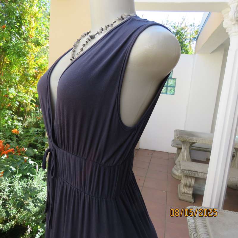 LIFESTYLE dark slate grey maxi dress in viscose stretch. Double elasticated waist. Size 34-36