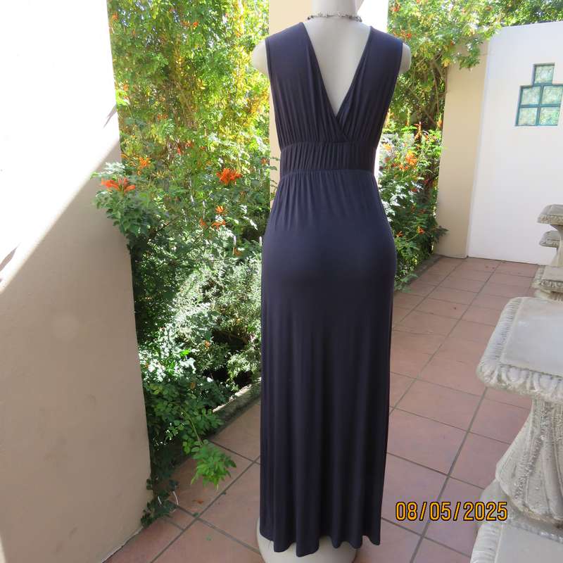 LIFESTYLE dark slate grey maxi dress in viscose stretch. Double elasticated waist. Size 34-36