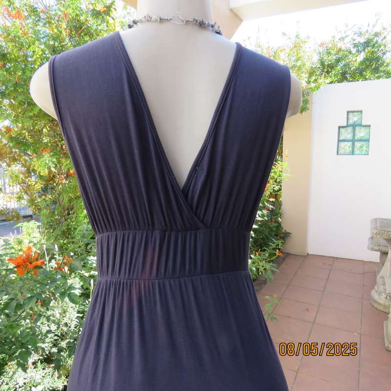 LIFESTYLE dark slate grey maxi dress in viscose stretch. Double elasticated waist. Size 34-36