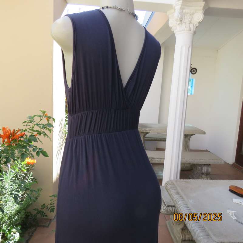 LIFESTYLE dark slate grey maxi dress in viscose stretch. Double elasticated waist. Size 34-36