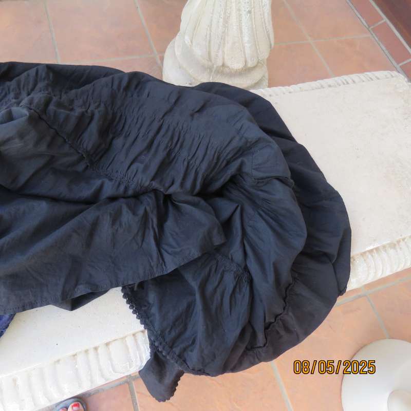 WOOLWORTHS black ankle length 100% cotton tiered skirt. Wide elasticated yoke. Size 40