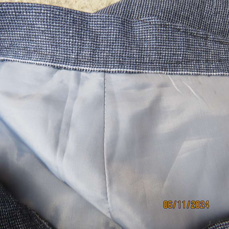Blue fine check polycotton fully lined pencil skirt. Zip at back.Size 50-26.Owner made.Very good con