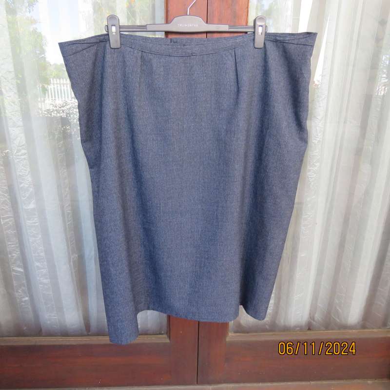 Blue fine check polycotton fully lined pencil skirt. Zip at back.Size 50-26.Owner made.Very good con